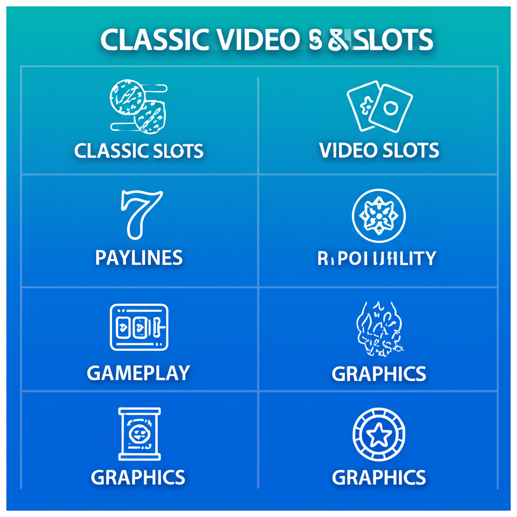 อินโฟกราฟิกเปรียบเทียบสล็อตคลาสสิกกับวีดีโอสล็อตใน 6 มิติสำคัญ บนแพลตฟอร์ม ufaslotsuper