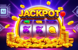 เคล็ดลับเล่นสล็อตแจ็คพอตสะสมให้แตกง่าย: เทคนิคจากเซียนปี 2025 ภาพสล็อตแจ็คพอตสะสมที่มีกราฟิกสวยงามและแสงไฟสว่างไสว แสดงการชนะรางวัลใหญ่ พร้อมสัญลักษณ์ AI และความปลอดภัย เหมาะสำหรับบทความเคล็ดลับเล่นสล็อตแจ็คพอตสะสมปี 2025