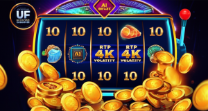 เจาะลึก RTP และความผันผวนในสล็อตแจ็คพอตสะสม: เลือกเกมยังไงให้เหมาะกับงบ ภาพสล็อตแจ็คพอตสะสมระดับพรีเมียมพร้อมสัญลักษณ์ RTP และความผันผวน พร้อมเทคโนโลยี AI BOOST ของ ufaslotsuper