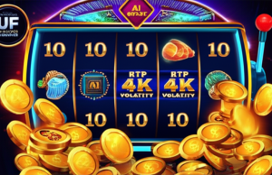 เจาะลึก RTP และความผันผวนในสล็อตแจ็คพอตสะสม: เลือกเกมยังไงให้เหมาะกับงบ ภาพสล็อตแจ็คพอตสะสมระดับพรีเมียมพร้อมสัญลักษณ์ RTP และความผันผวน พร้อมเทคโนโลยี AI BOOST ของ ufaslotsuper