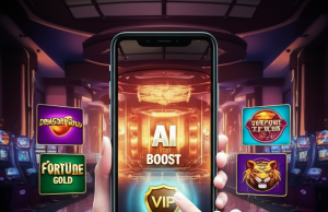 กรณีศึกษา: ผู้เล่น VIP ufaslotsuper ใช้สูตรสล็อต AI BOOST อย่างไรให้ได้กำไรสูงสุด ภาพผู้เล่น VIP ใช้สูตรสล็อต AI BOOST บนมือถือในบรรยากาศคาสิโนดิจิทัลสุดพรีเมียมของ ufaslotsuper