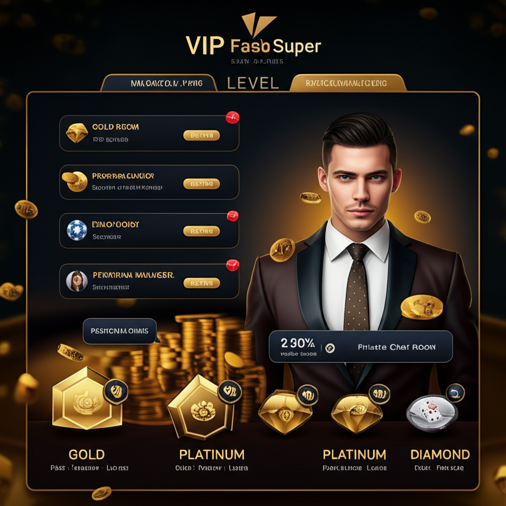 ภาพโปรไฟล์ผู้เล่น VIP ระดับ Gold, Platinum, Diamond พร้อมบริการ Personal Manager และห้องแชทส่วนตัวของ ufaslotsuper
