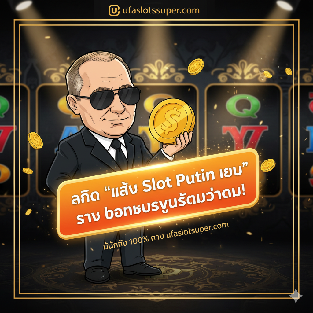 ภาพสรุปที่มีจุดประสงค์เพื่อกระตุ้นให้เกิดการกระทำ (Call-to-Action) องค์ประกอบที่เด่นที่สุดคือปุ่มขนาดใหญ่ที่มีข้อความว่า "คลิก 'เล่น Slot Putin เลย'" และ "รับโบนัสสูงสุดวันนี้" ใช้สีส้มหรือแดงที่ตัดกันอย่างชัดเจนบนพื้นหลังที่ดูหรูหราและมีธีมเกมสล็อตจางๆ อยู่ด้านหลัง มีข้อความสั้นๆ ที่สร้างความมั่นใจและเร่งเร้า เช่น "มั่นใจ 100%" เป็นการปิดท้ายอย่างทรงพลังและน่าสนใจ