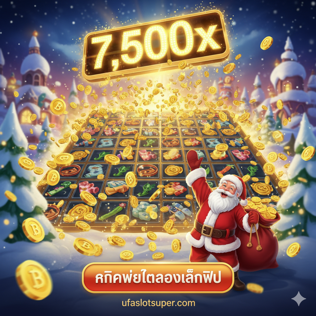 Summary/Call to Action Santa's Wonderland Slot แสดงภาพ Max Win 7,500x และปุ่ม Call to Action ชัดเจน