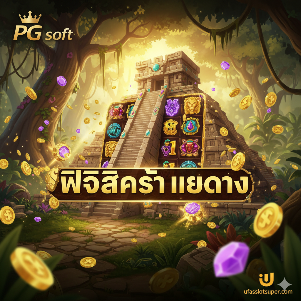 ภาพหน้าปกที่ดึงดูดสายตาสำหรับบทความสล็อต PG Soft โดยมีโลโก้ PG Soft เด่นชัดอยู่ตรงกลางหรือมุมใดมุมหนึ่งของภาพ พื้นหลังเป็นภาพ 3 มิติคุณภาพสูงของฉากเกมสล็อตยอดนิยมจากค่าย PG เช่นฉากป่าจาก Treasures of Aztec หรือฉากไพ่นกกระจอกจาก Mahjong Ways 2 เน้นโทนสีทองและสีม่วงเข้มเพื่อให้ดูหรูหราและน่าเชื่อถือ มีข้อความเด่นเป็นภาษาไทยว่า "PG Slot เว็บตรง" และโลโก้ ufaslotsuper เล็กน้อยเพื่อระบุแหล่งที่มา ภาพควรมีแสงสว่างและองค์ประกอบที่แสดงถึงความตื่นเต้นและรางวัลใหญ่