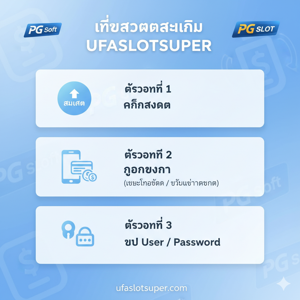 ภาพสำหรับส่วน 'วิธีสมัคร' ควรเป็นภาพอินโฟกราฟิกแบบง่ายๆ ที่แสดงขั้นตอนการสมัครสมาชิก 3 ขั้นตอนหลัก: 1. คลิกสมัคร 2. กรอกข้อมูล (เบอร์/บัญชีธนาคาร) 3. รับ User/Password แต่ละขั้นตอนควรมีไอคอนที่สื่อความหมายชัดเจน เช่น รูปปุ่ม 'สมัคร' รูปโทรศัพท์มือถือ/บัญชีธนาคาร และรูปรูกุญแจ/รหัสผ่าน ใช้โทนสีสว่างและสะอาดตา เช่น สีขาว-ฟ้า เพื่อให้ดูเป็นมิตรและง่ายต่อการเข้าใจ โดยมีฉากหลังที่บ่งบอกถึงแพลตฟอร์ม ufaslotsuper