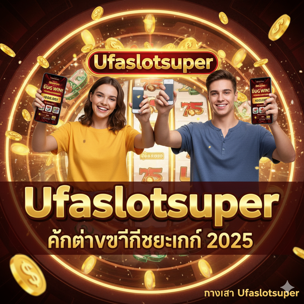ภาพสรุปที่สร้างแรงจูงใจให้ผู้เล่นเปลี่ยนมาใช้ Ufaslotsuper โดยใช้ภาพประกอบเป็นภาพรวมของความสำเร็จและความสุขจากการเล่นเกมสล็อต อาจเป็นภาพผู้ชายหรือผู้หญิงวัยรุ่นที่กำลังยิ้มและชูโทรศัพท์มือถือที่แสดงยอดเงินที่ได้รับรางวัล (Big Win) ในพื้นหลังเป็นโลโก้ Ufaslotsuper และข้อความสรุปเน้นย้ำ 'Ufaslotsuper คำตอบที่ดีกว่าในปี 2025' ใช้สีทองและแดงเพื่อสื่อถึงชัยชนะและความสำเร็จ เน้นอารมณ์บวกและความมั่นใจในการเลือกแพลตฟอร์มที่ถูกต้อง โดยมีการเน้นย้ำถึง 'ทางเข้า Ufaslotsuper' เป็นจุดสุดท้ายของการตัดสินใจ
