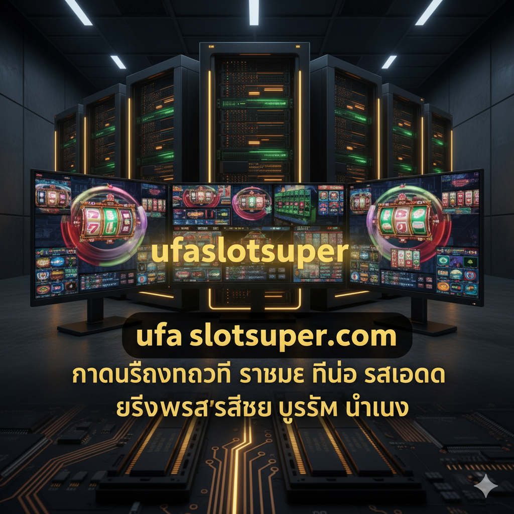 ภาพสรุปที่เน้นย้ำถึงความเสถียรของแพลตฟอร์ม ufaslotsuper.com แทนที่จะเป็นสเปคคอมพิวเตอร์ของผู้เล่น แสดงภาพเซิร์ฟเวอร์คอมพิวเตอร์ขนาดใหญ่ที่มีแสงนีออนสีทอง/เขียว (สื่อถึงความเสถียรและความเร็วสูงสุด) มีภาพเกมสล็อตที่ลื่นไหลฉายอยู่บนหน้าจอคอมพิวเตอร์ด้านหน้า ใช้โลโก้ 'ufaslotsuper.com' เป็นจุดศูนย์กลาง พร้อมข้อความเชิงบวกเกี่ยวกับ 'ความลื่นไหล' และ 'ความเสถียร' เพื่อจูงใจให้สมัคร เน้นโทนสีทองและดำเพื่อสื่อถึงความน่าเชื่อถือและการทำกำไร