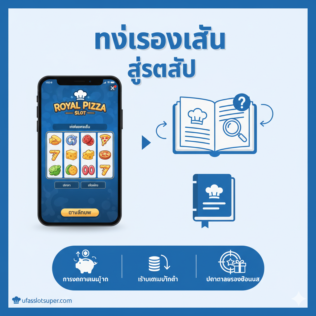 รูปภาพสรุปที่กระตุ้นให้ผู้ใช้ลงทะเบียนหรือเข้าสู่ระบบเพื่อเล่น Royal Pizza Slot ที่ Ufaslotsuper