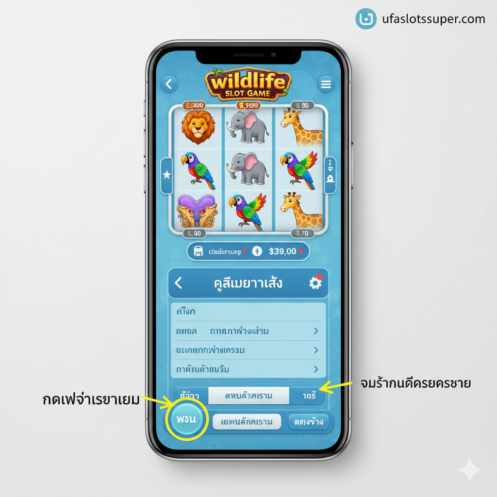 ภาพแสดงคุณสมบัติเด่นของเกมสล็อตสัตว์ป่า เช่น หน้าจอโบนัส 'ฟรีสปิน' (Free Spins) หรือรอบ 'แจ็คพอต' (Jackpot) ในรูปแบบกราฟิก 3D คุณภาพสูง แสดงวงล้อสล็อตที่มีสัญลักษณ์ 'Wild' หรือ 'Scatter' ที่โดดเด่นสะดุดตา ฉากหลังเป็นพระอาทิตย์ตกดินในทุ่งหญ้าสะวันนา โทนสีส้มและม่วงเข้ม ให้ความรู้สึกของการผจญภัยและความหวังในการชนะครั้งใหญ่ จัดวางองค์ประกอบให้เห็นความตื่นเต้นและศักยภาพในการทำกำไรของเกม