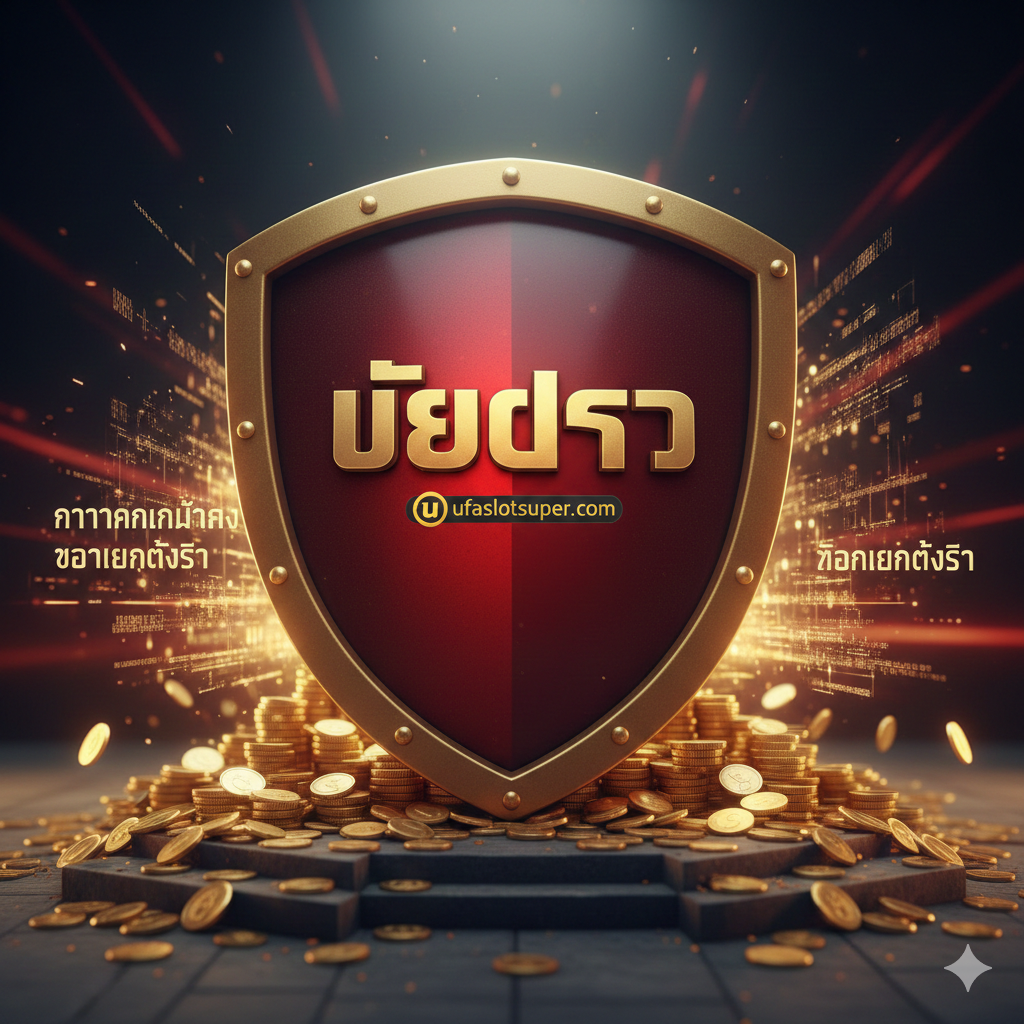 ภาพที่เน้น 'เว็บตรง' และ 'ความน่าเชื่อถือ' ด้วยโล่หรือกุญแจที่แข็งแกร่งเป็นสัญลักษณ์ของ 'ความปลอดภัยและความไว้วางใจ' บนโล่มีข้อความ 'WEB DIRECT (เว็บตรง)' ล้อมรอบด้วยเหรียญทองและกระแสข้อมูล เพื่อเป็นตัวแทนของ 'ความมั่นคงทางการเงิน' และ 'การถอนเงินจริง' ใช้สีแดงเข้มและสีทองเพื่อสร้างภาพลักษณ์ที่น่าเชื่อถือและมั่นคง